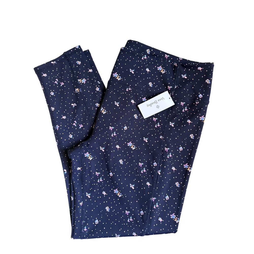 Vera Bradley Active High-Waist Leggings with Side Pocket (Navy Floral) - XL